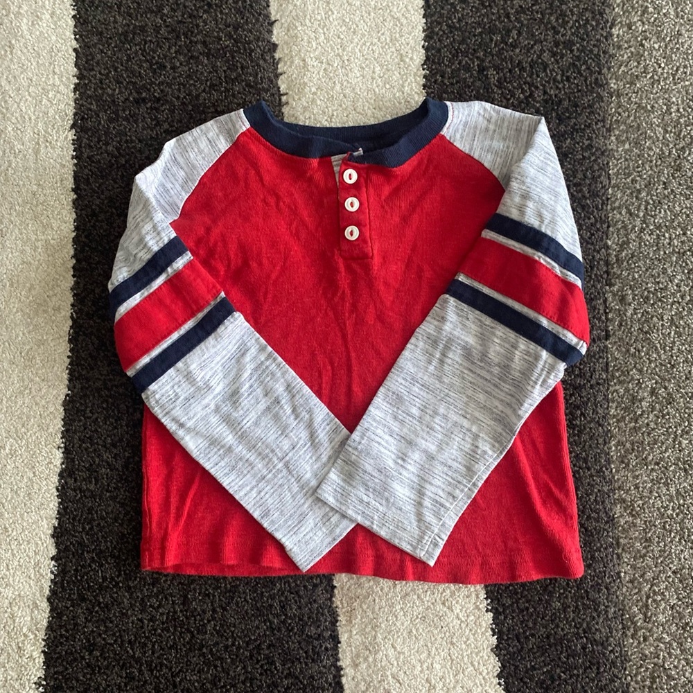 Cooper denim red toddler long sleeve tee